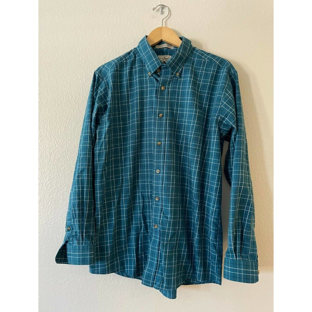 L.L.Bean Size L Men's Wrinkle-Free Plaid Check Button-Down Shirt Traditional Fit